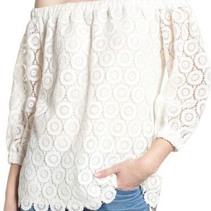 Bishop + Young White Off the Shoulder Lace Top